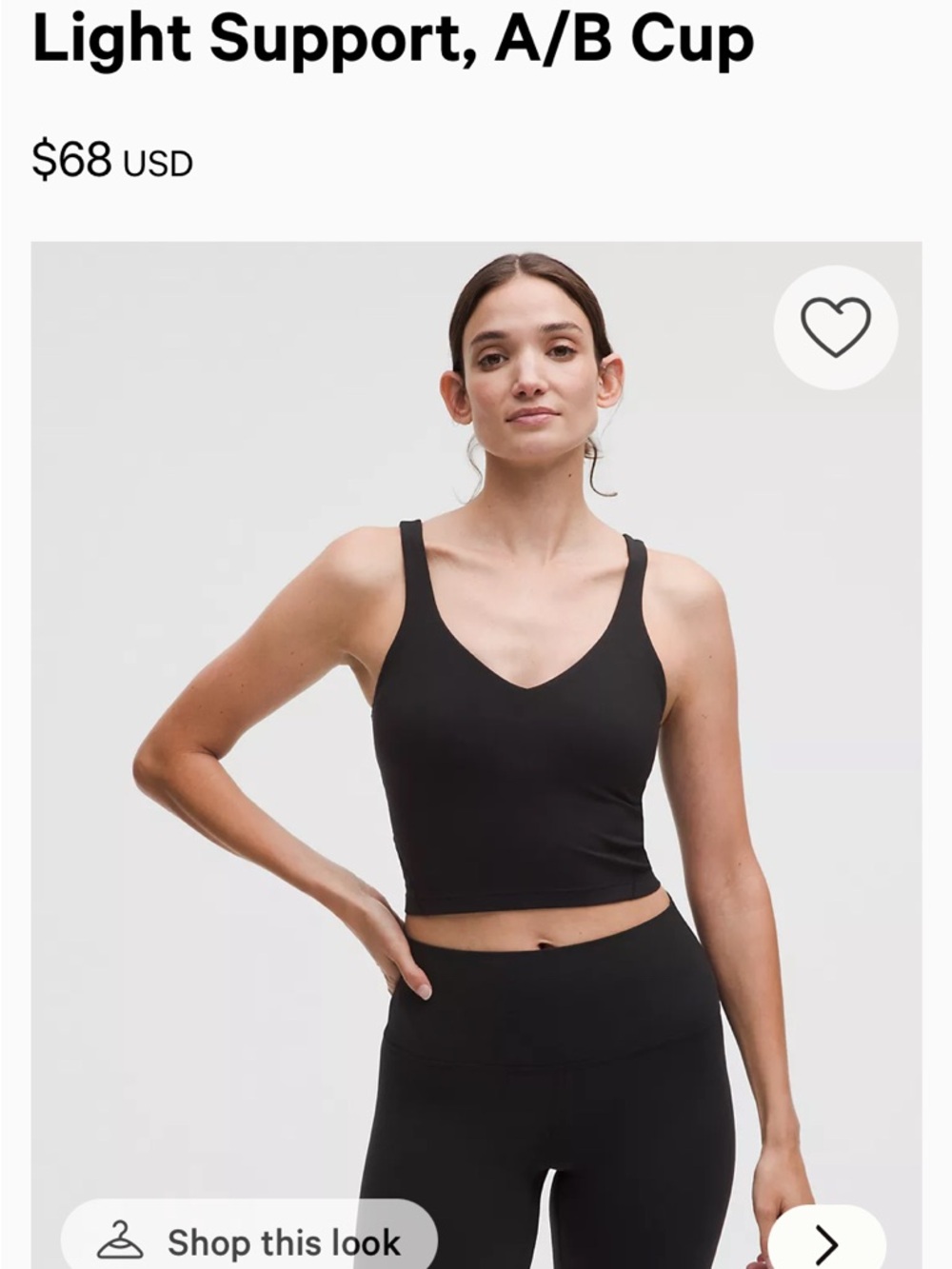 lululemon athletica Black Crop Tank Top